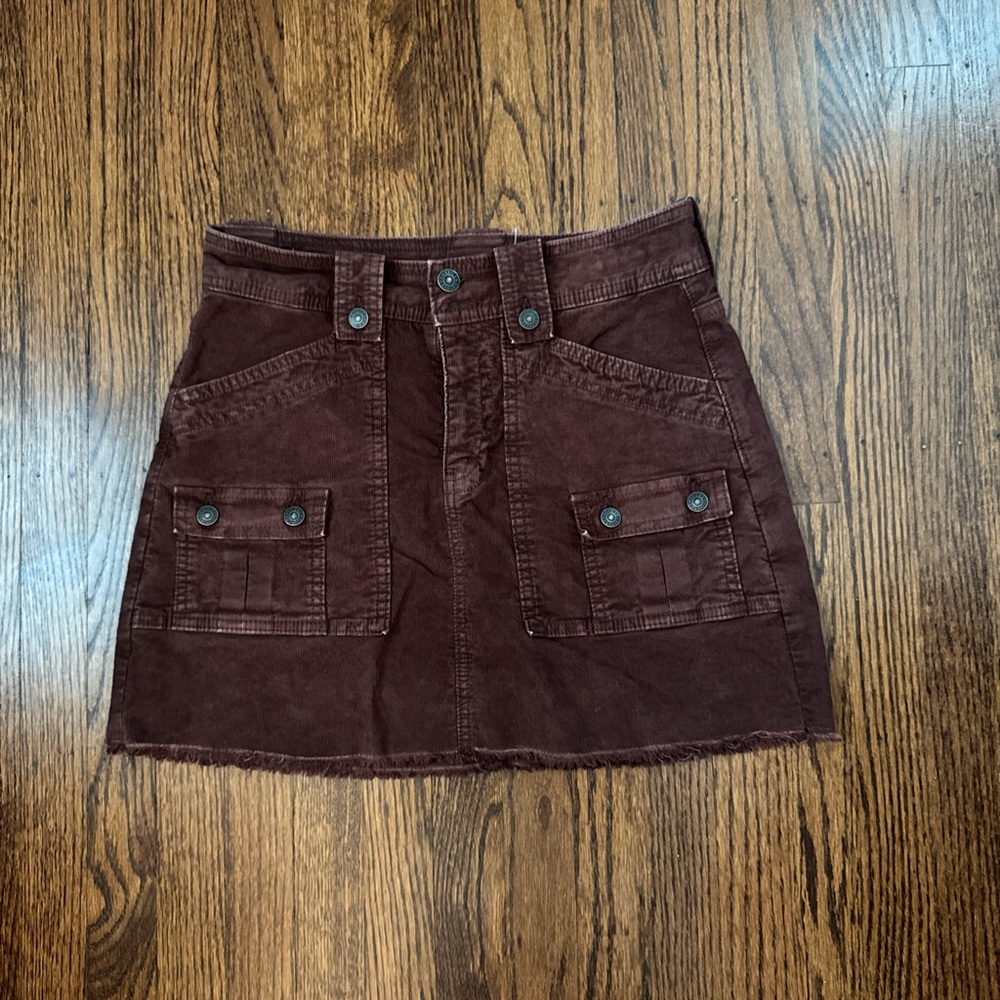 American Eagle Outfitters Brown Red Mini Cargo Skirt